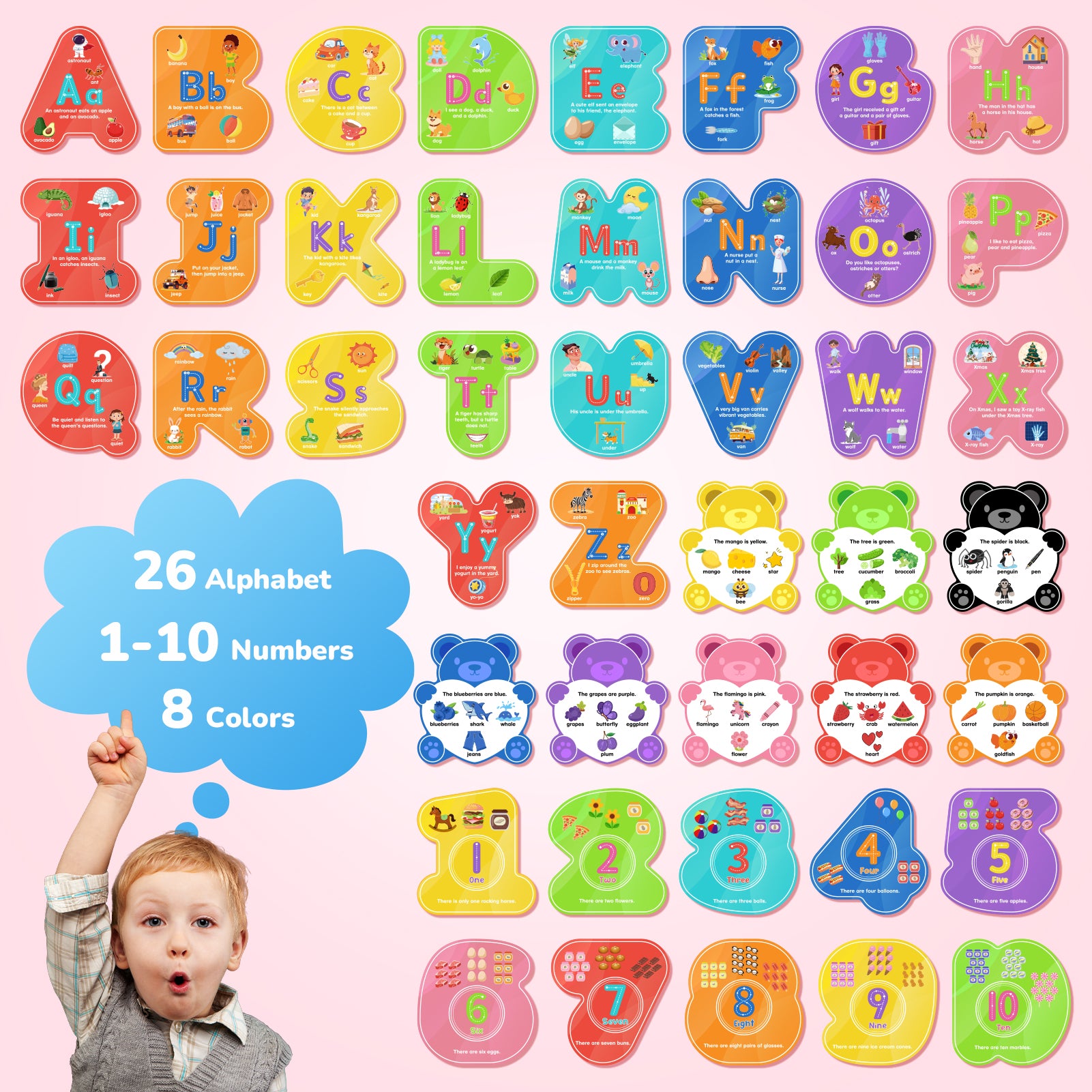 44 Pack Dry Erase Alphabet and Number Flash Cards