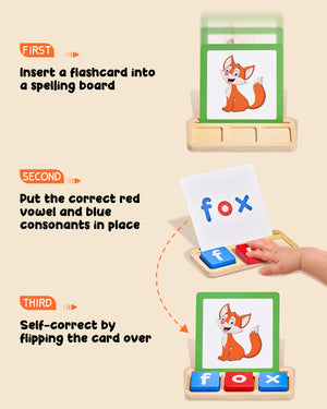 Wooden Short Vowel Reading Letters Sorting Spelling Games - JoyCat