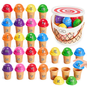 Ice Cream Alphabet Learning Toys and Color Sorting Game Set for Toddlers - JoyCat