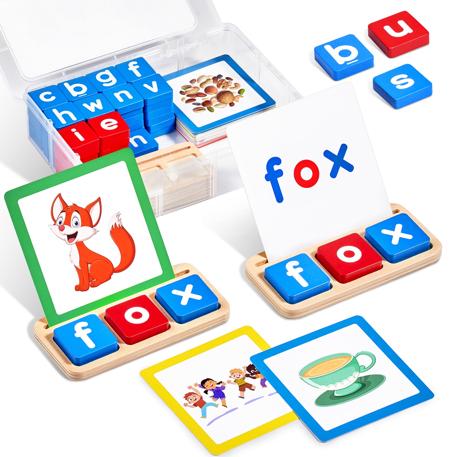 Wooden Short Vowel Reading Letters Sorting Spelling Games - JoyCat