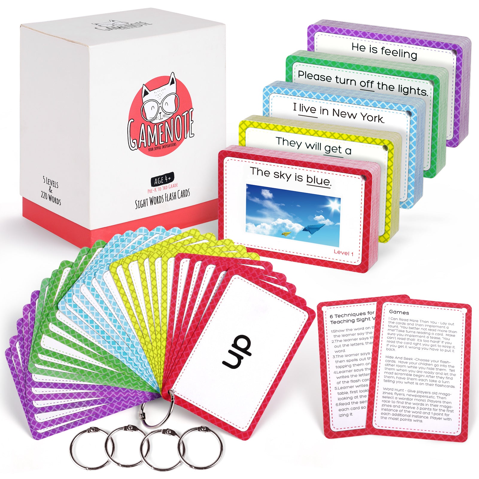 Sight Words Kids Educational Flash Cards with Pictures & Sentences - 2 –  JoyCat