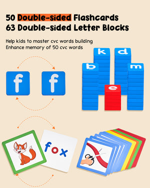 Wooden Short Vowel Reading Letters Sorting Spelling Games - JoyCat