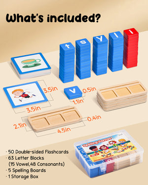 Wooden Short Vowel Reading Letters Sorting Spelling Games - JoyCat