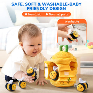 Soft Baby Beehive with 5 Soft Sensory Bees - Honeybee Plush Toy