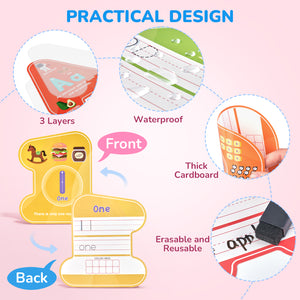 44 Pack Dry Erase Alphabet and Number Flash Cards