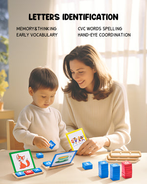 Wooden Short Vowel Reading Letters Sorting Spelling Games - JoyCat