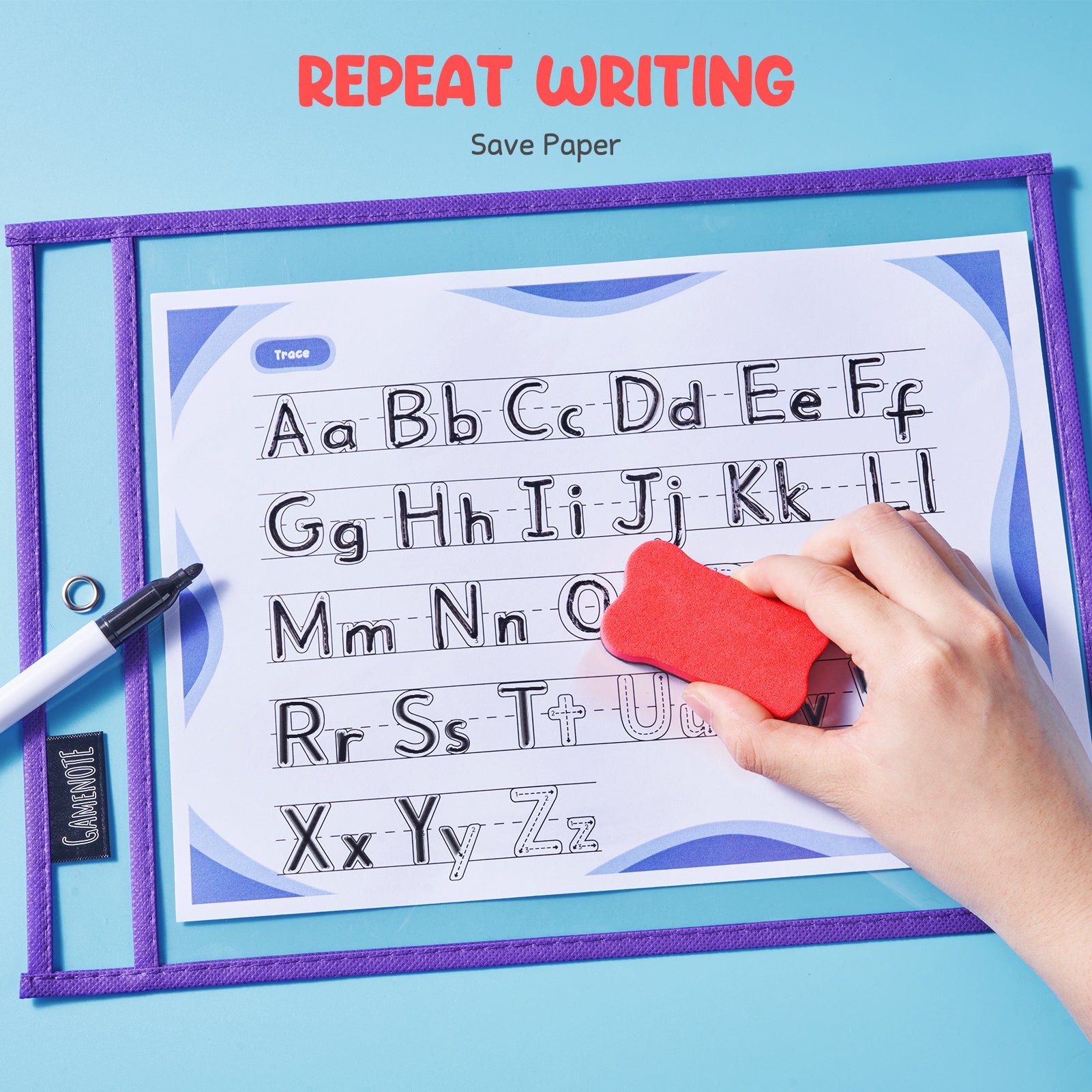 Dry Erase Pockets 30 Pack with Rings