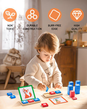 Wooden Short Vowel Reading Letters Sorting Spelling Games - JoyCat