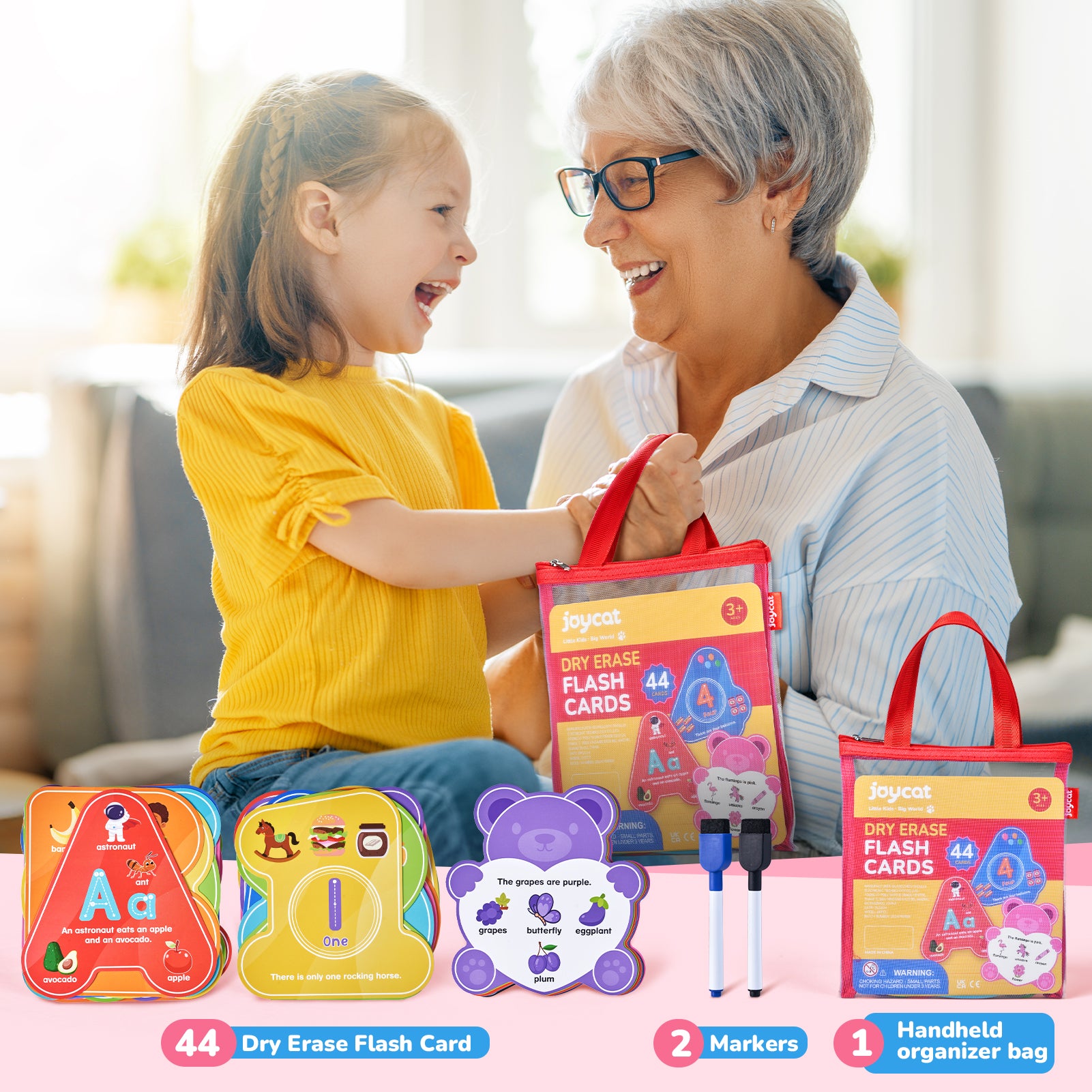 44 Pack Dry Erase Alphabet and Number Flash Cards