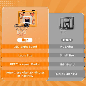 Indoor Basketball Hoop for Kids, Anti-Impact LED Lighting Hoop