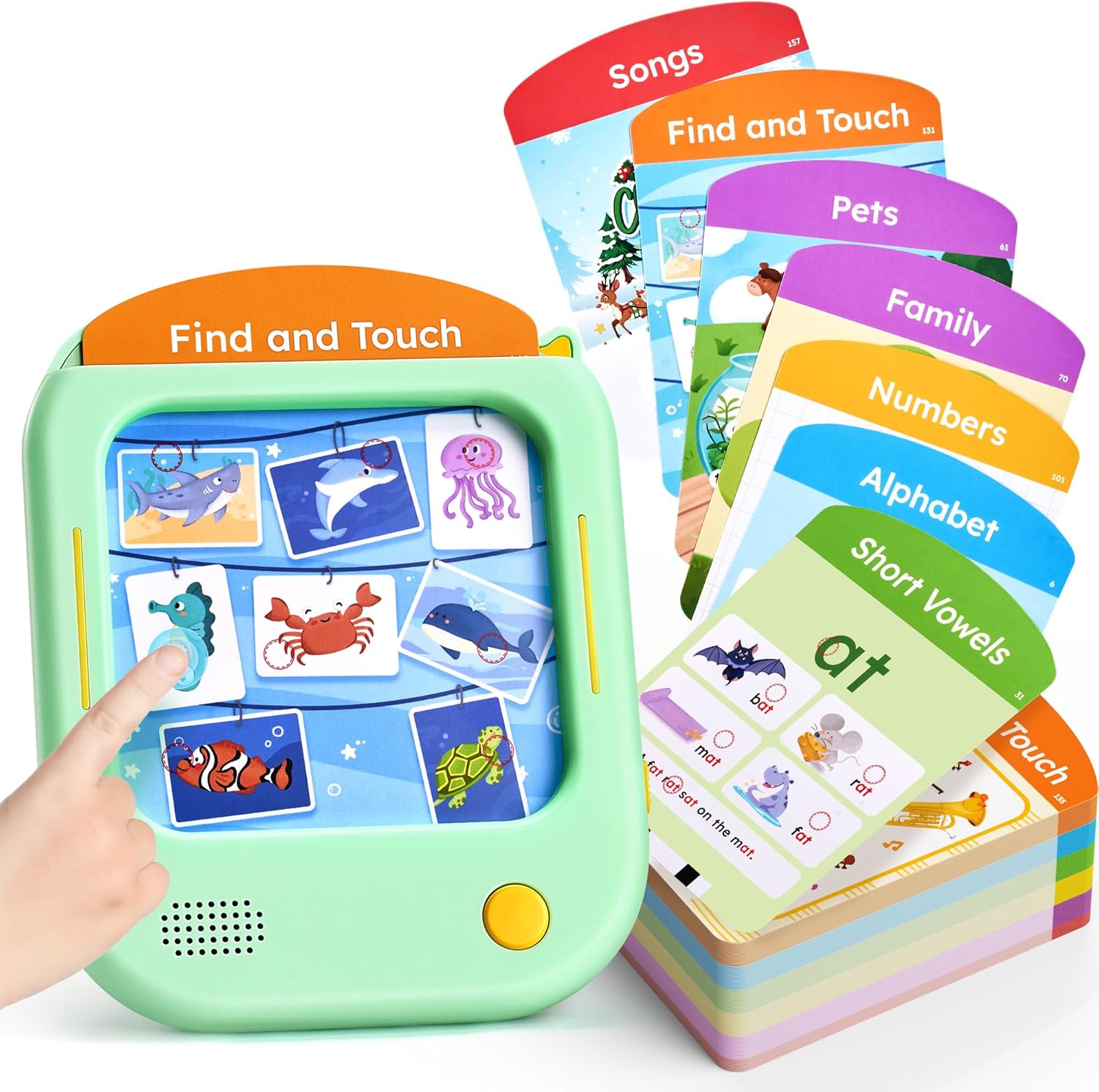 Screen-Free Kids Learning Tablet – Interactive Toddler Learning Tablet with 156 Flash Cards