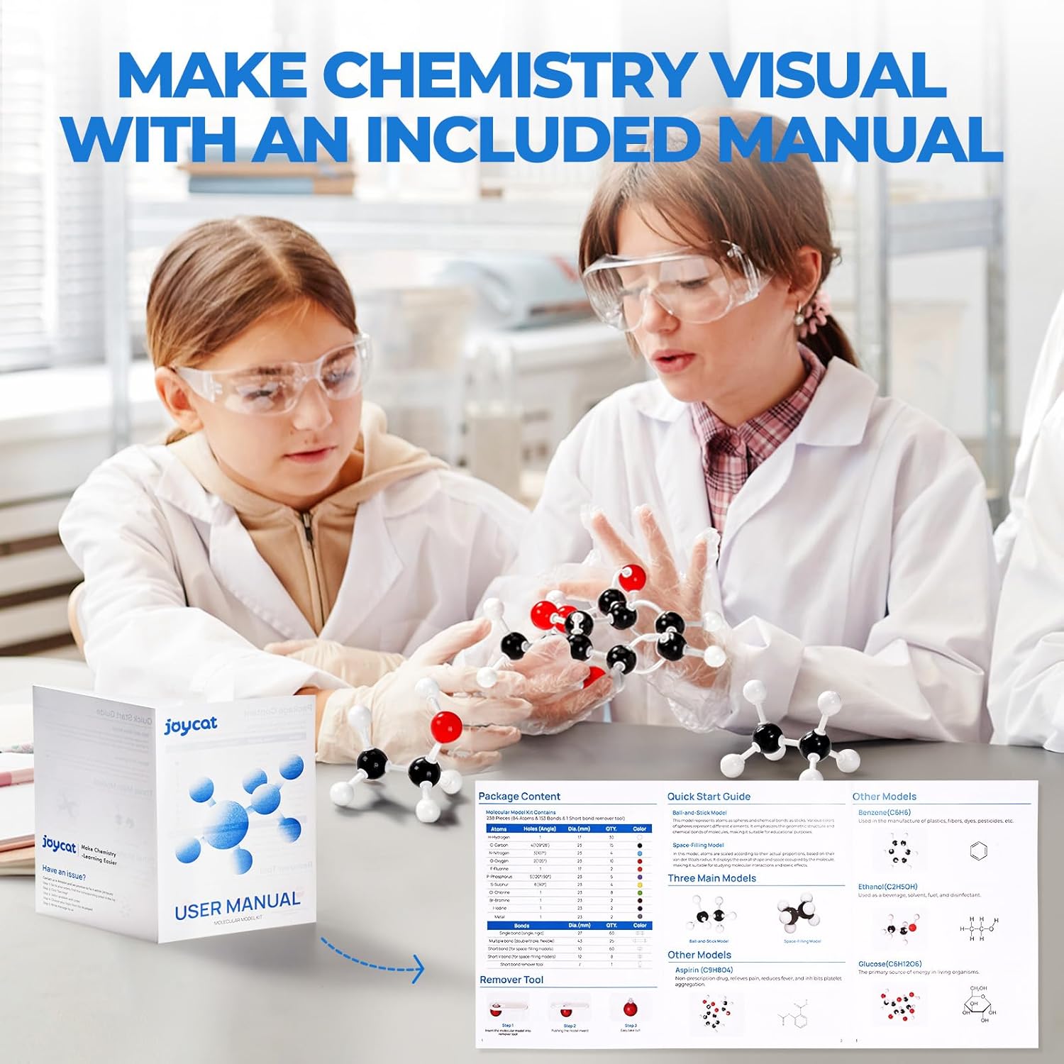 404 Pcs Molecular Model Kit – Organic & Inorganic Chemistry Learning Set with C60 Atoms