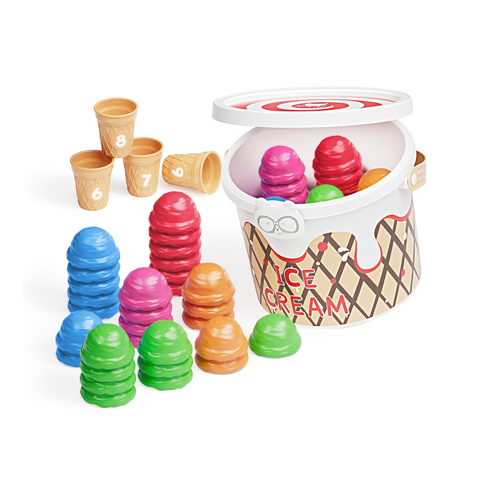 Ice Cream Alphabet Learning Toys and Color Sorting Game Set for Toddlers