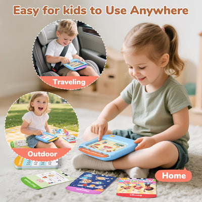 Screen-Free Kids Learning Tablet – Interactive Toddler Learning Tablet with 156 Flash Cards