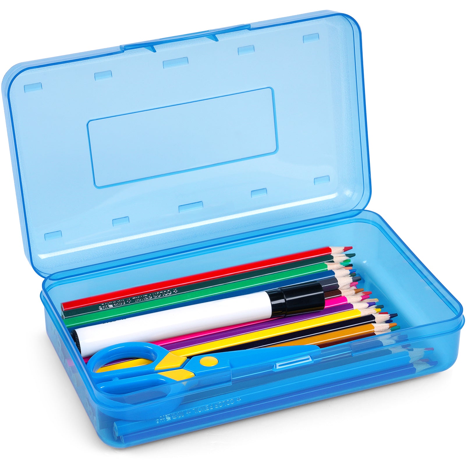 Plastic Pencil Case Box with Lid Snap Closure