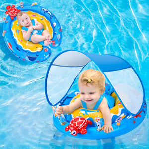 Baby Pool Float with Canopy UPF50+ Sun Protection