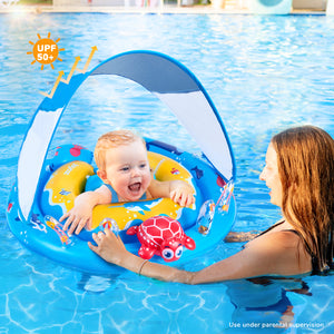 Baby Pool Float with Canopy UPF50+ Sun Protection