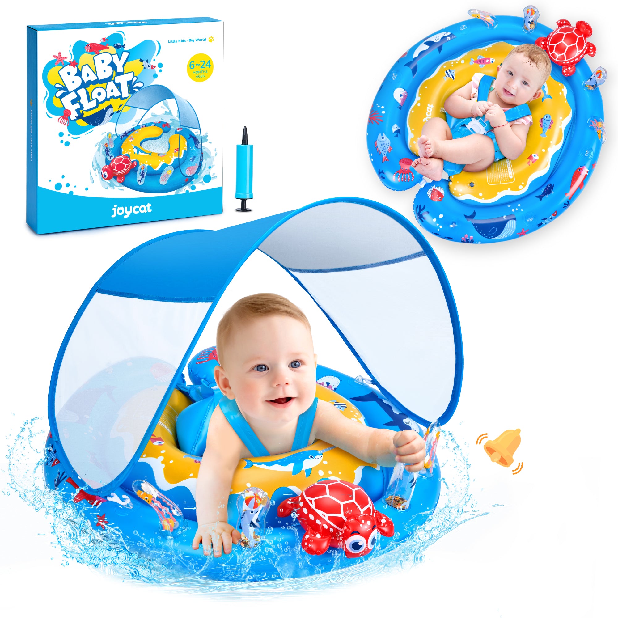 Baby Pool Float with Canopy UPF50+ Sun Protection