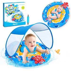 Baby Pool Float with Canopy UPF50+ Sun Protection