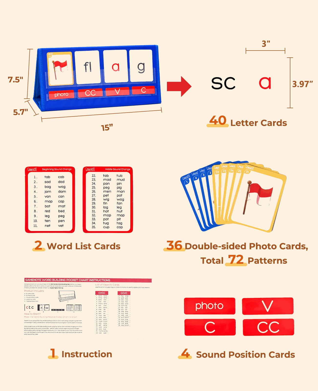 Word Building Desktop Pocket Chart Tent Cards Kit