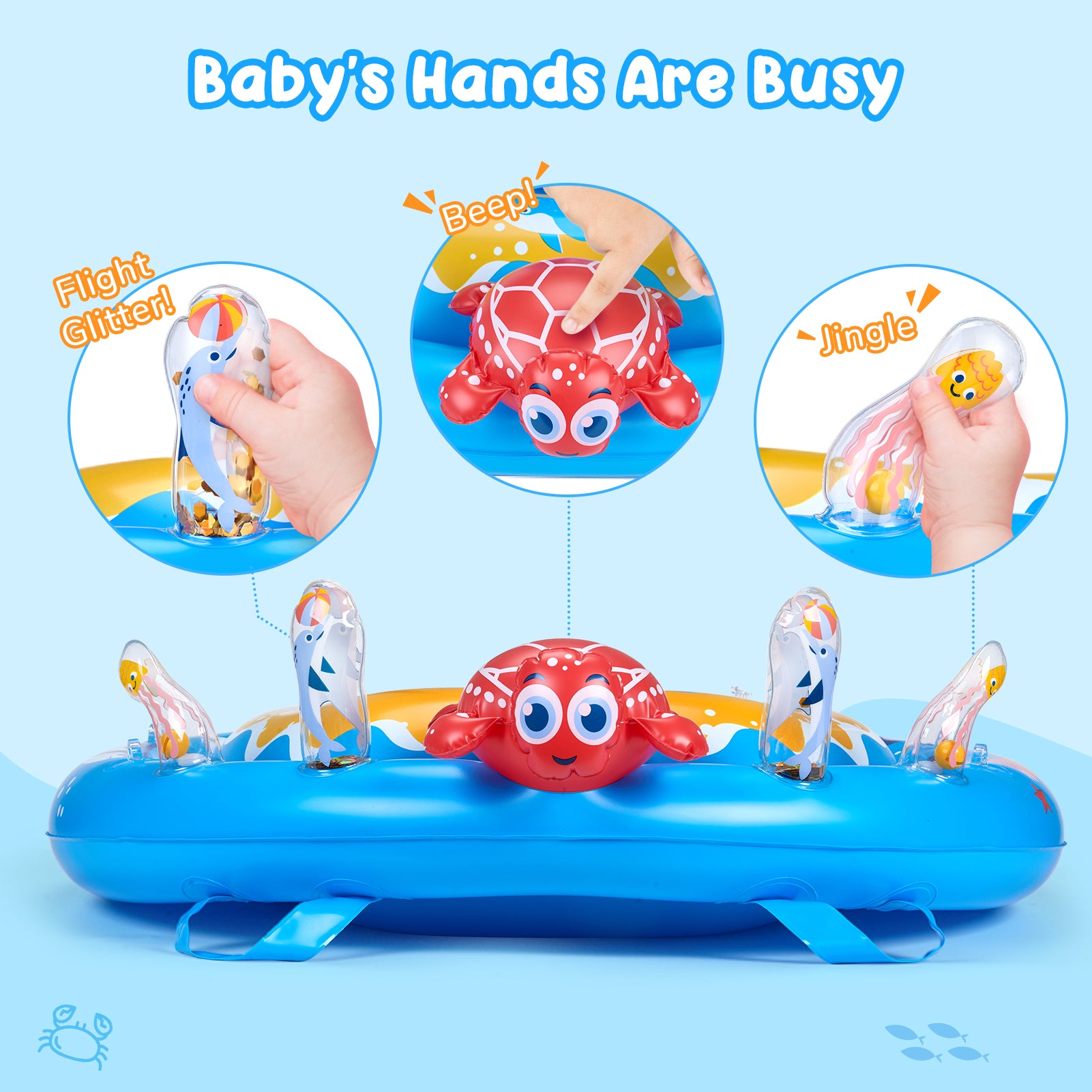 Baby Pool Float with Canopy UPF50+ Sun Protection