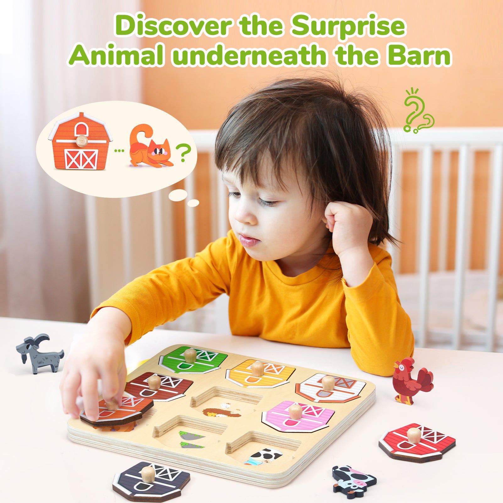 Wooden Puzzles for Toddlers – Chunky Animal & Shape Learning | JoyCat