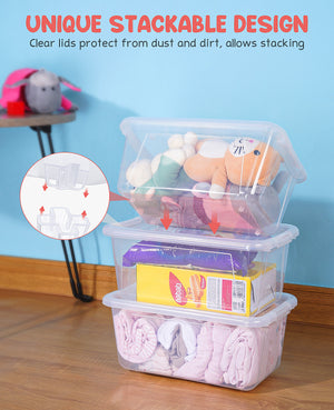 Clear Stackable Plastic Storage Bins with Lids - JoyCat