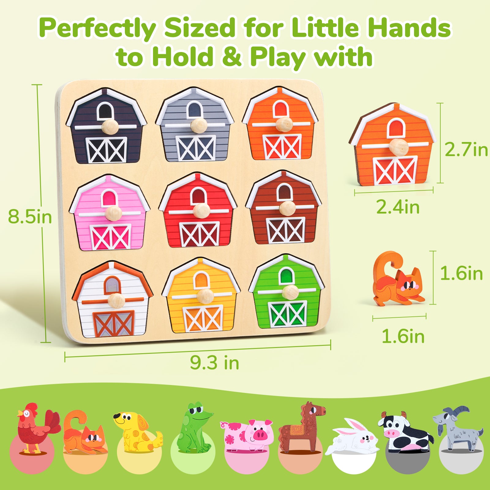 Wooden Puzzles for Toddlers – Chunky Animal & Shape Learning | JoyCat