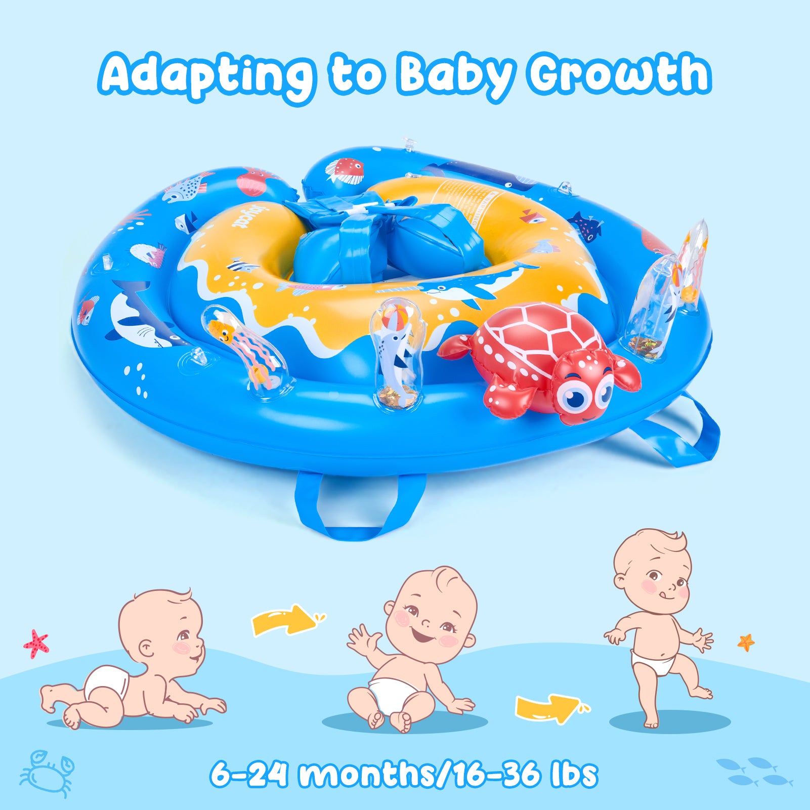 Baby Pool Float with Canopy UPF50+ Sun Protection
