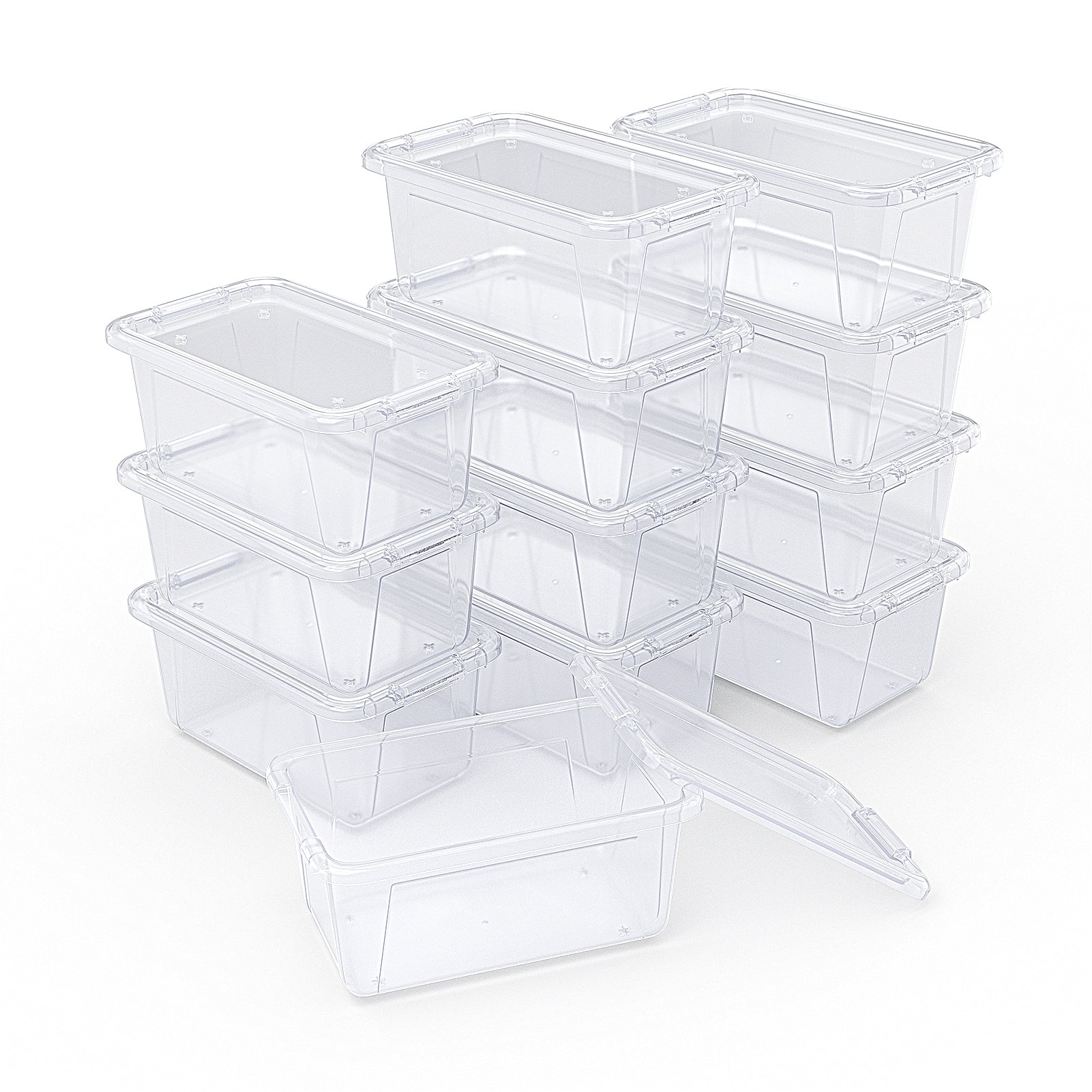 Clear Stackable Plastic Storage Bins with Lids - JoyCat