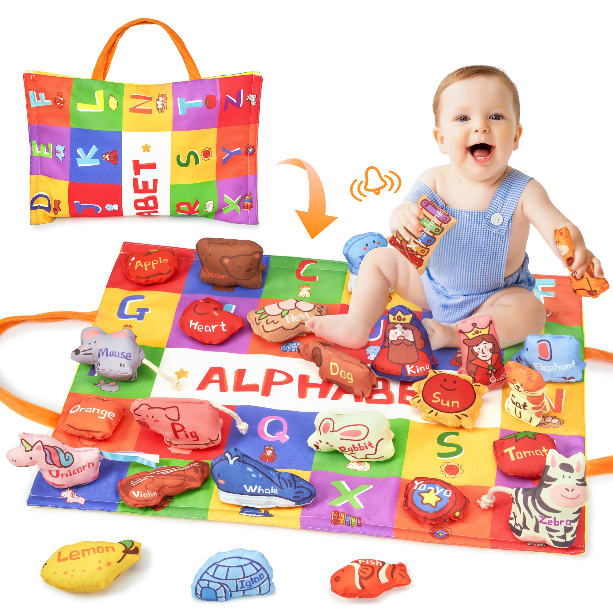 Alphabet ABC Play Mat with 26 Sensory Toys