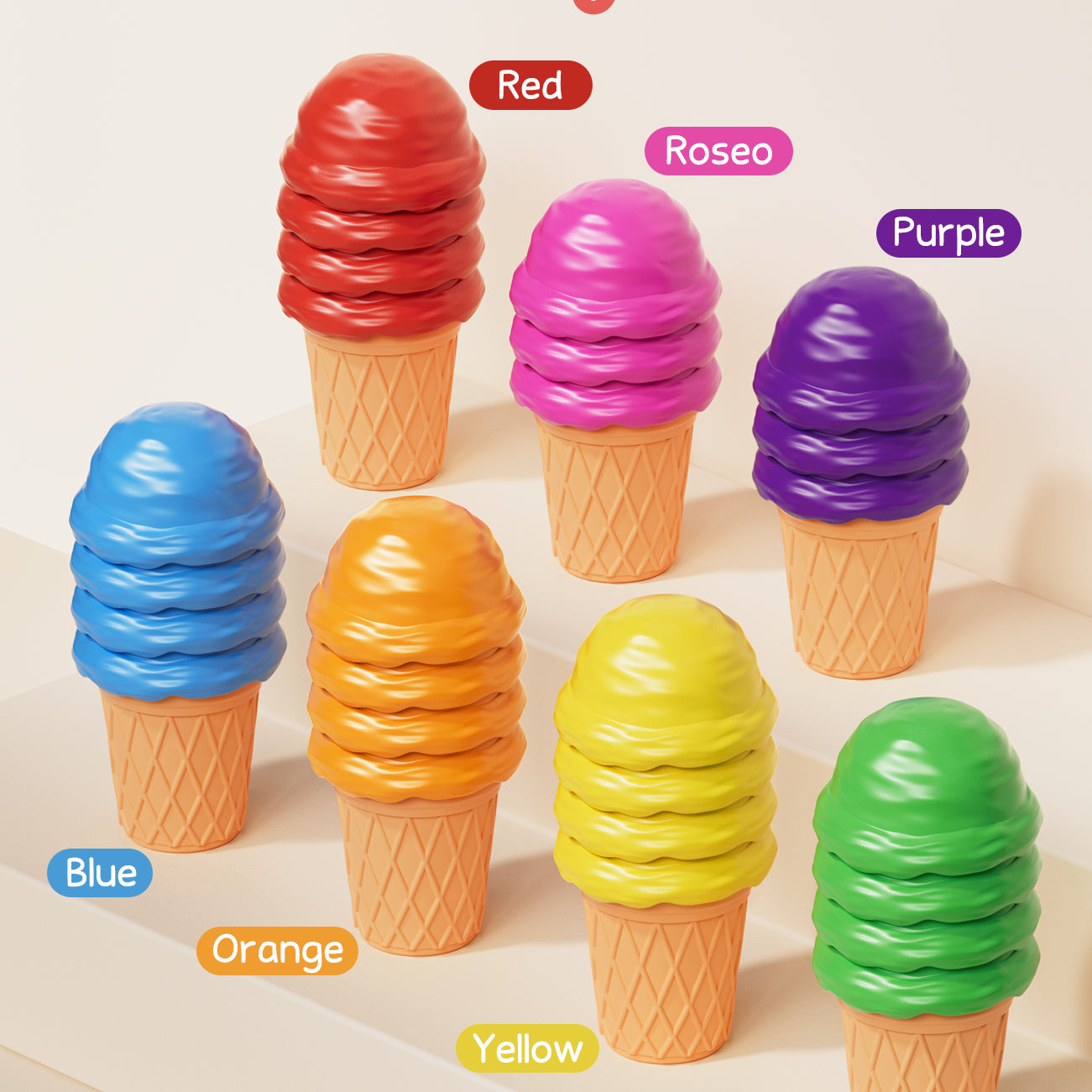 Ice Cream Alphabet Learning Toys and Color Sorting Game Set for Toddle ...