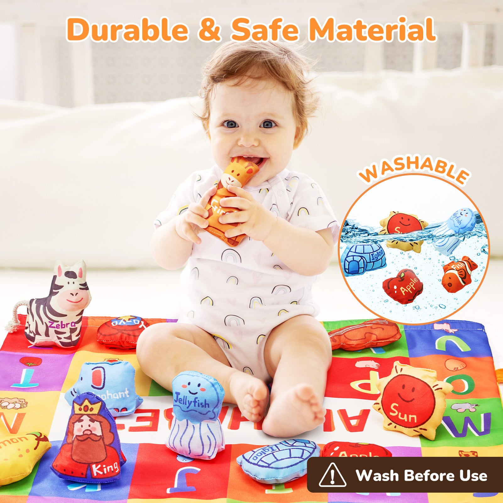 Alphabet ABC Play Mat with 26 Sensory Toys