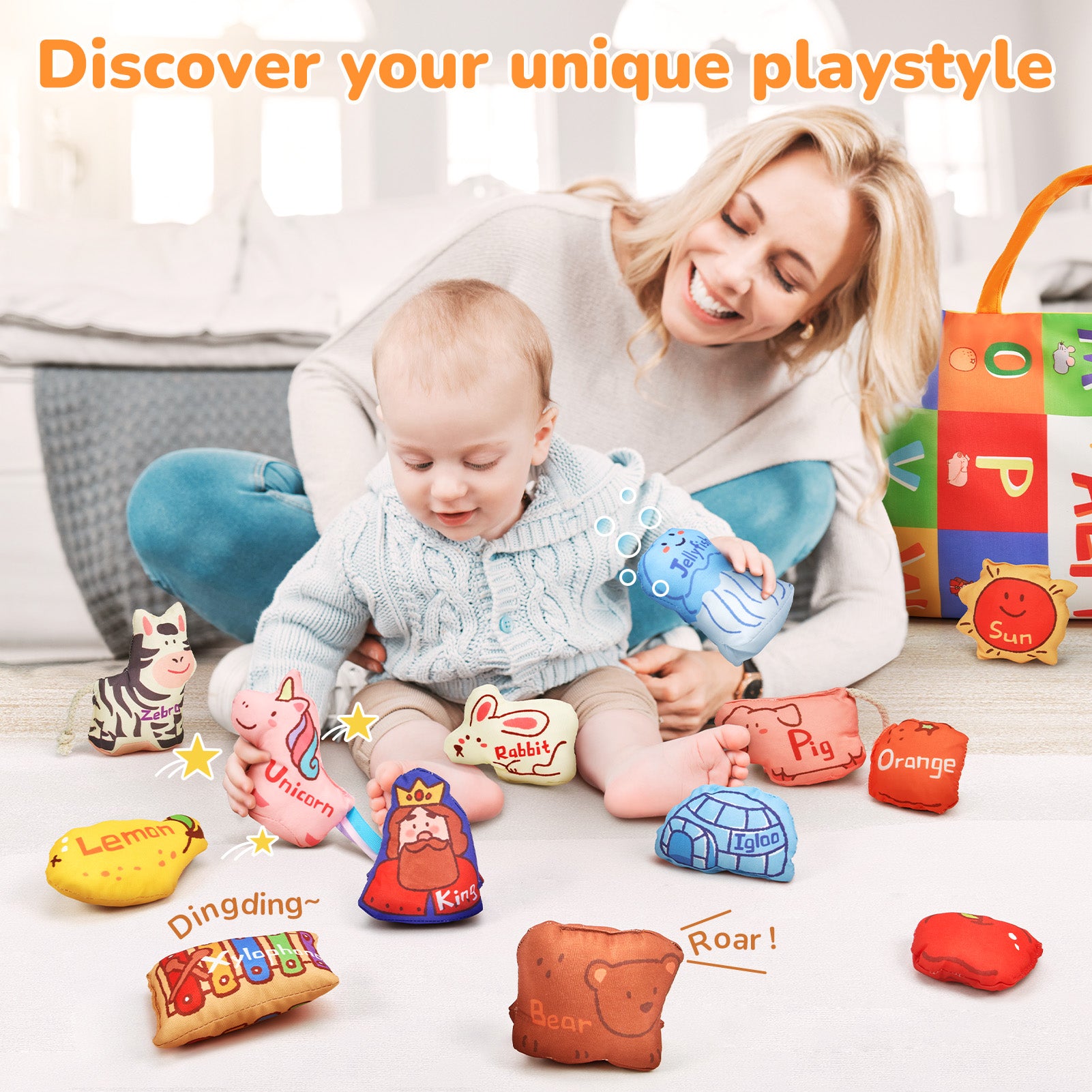 Alphabet ABC Play Mat with 26 Sensory Toys
