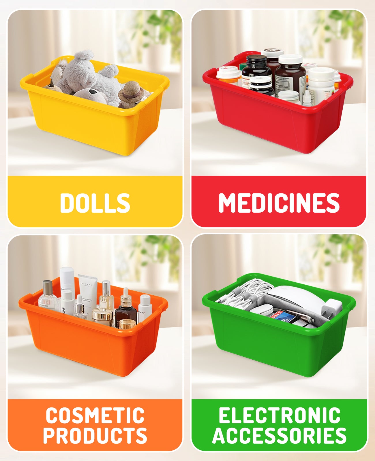 Clear Stackable Plastic Storage Bins with Lids - JoyCat