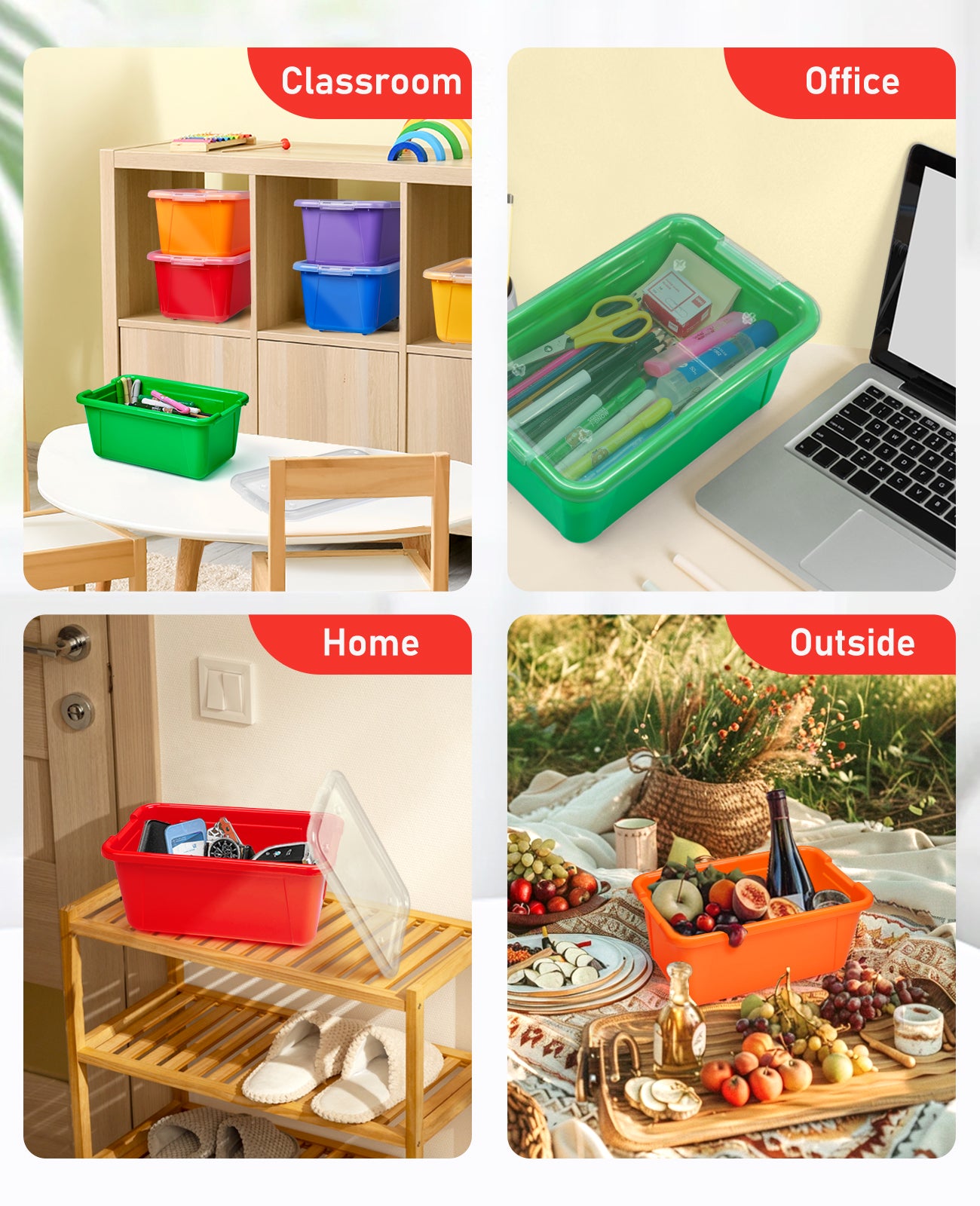 Clear Stackable Plastic Storage Bins with Lids - JoyCat