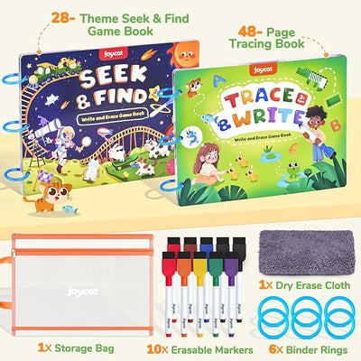 48 Page Reusable Handwriting Practice Book – Dry-Erase Letters, Numbers & Maze Learning Activity Set
