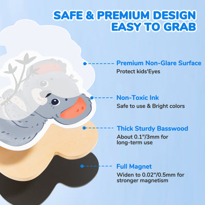 Wooden Farm Animal Fridge Magnets (10 Pcs) – Toddler Safe, Large & Non-Toxic Magnet Set