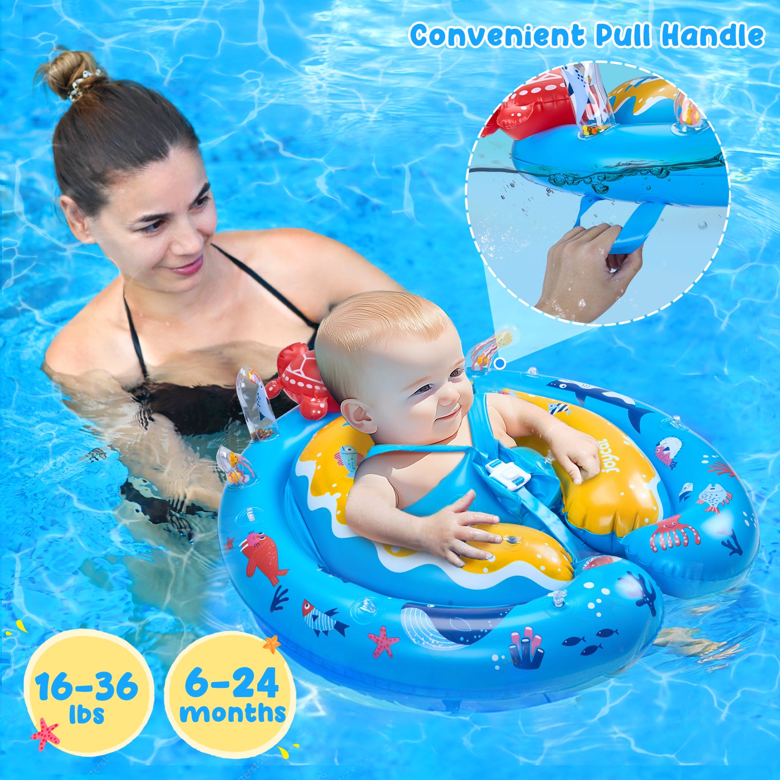Baby Pool Float with Canopy UPF50+ Sun Protection