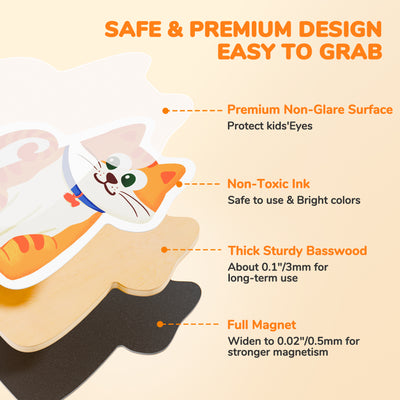 Wooden Farm Animal Fridge Magnets (10 Pcs) – Toddler Safe, Large & Non-Toxic Magnet Set