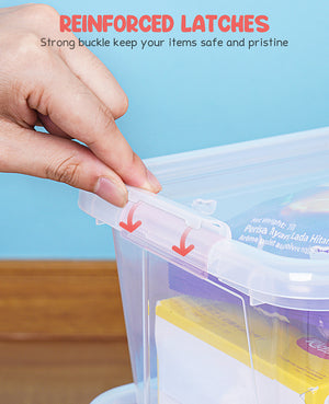 Clear Stackable Plastic Storage Bins with Lids - JoyCat