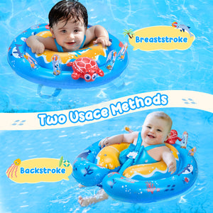 Baby Pool Float with Canopy UPF50+ Sun Protection
