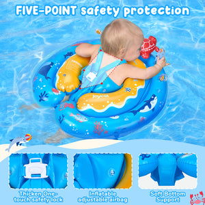 Baby Pool Float with Canopy UPF50+ Sun Protection