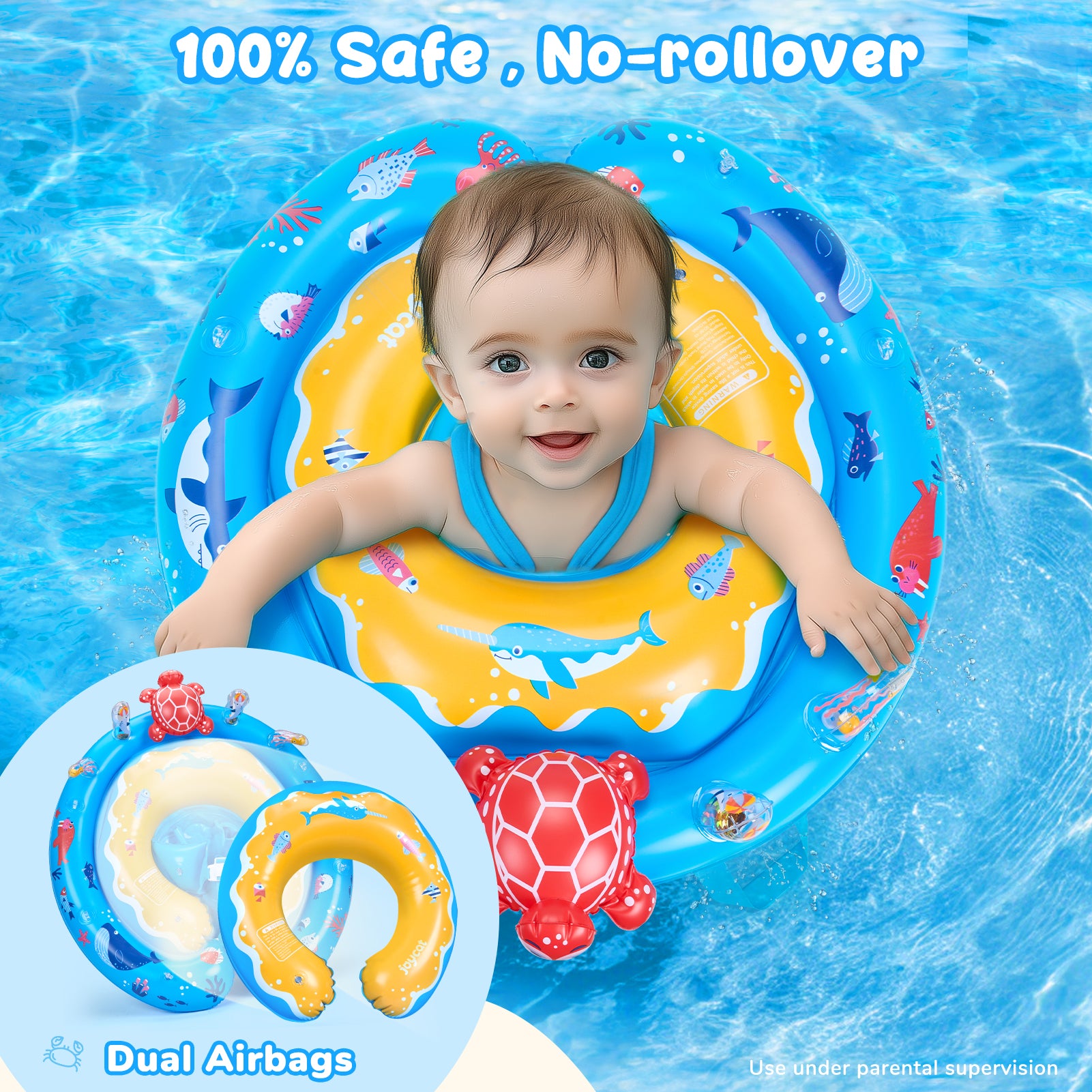 Baby Pool Float with Canopy UPF50+ Sun Protection