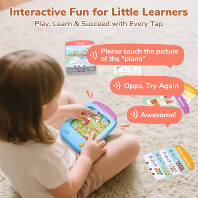 Screen-Free Kids Learning Tablet – Interactive Toddler Learning Tablet with 156 Flash Cards