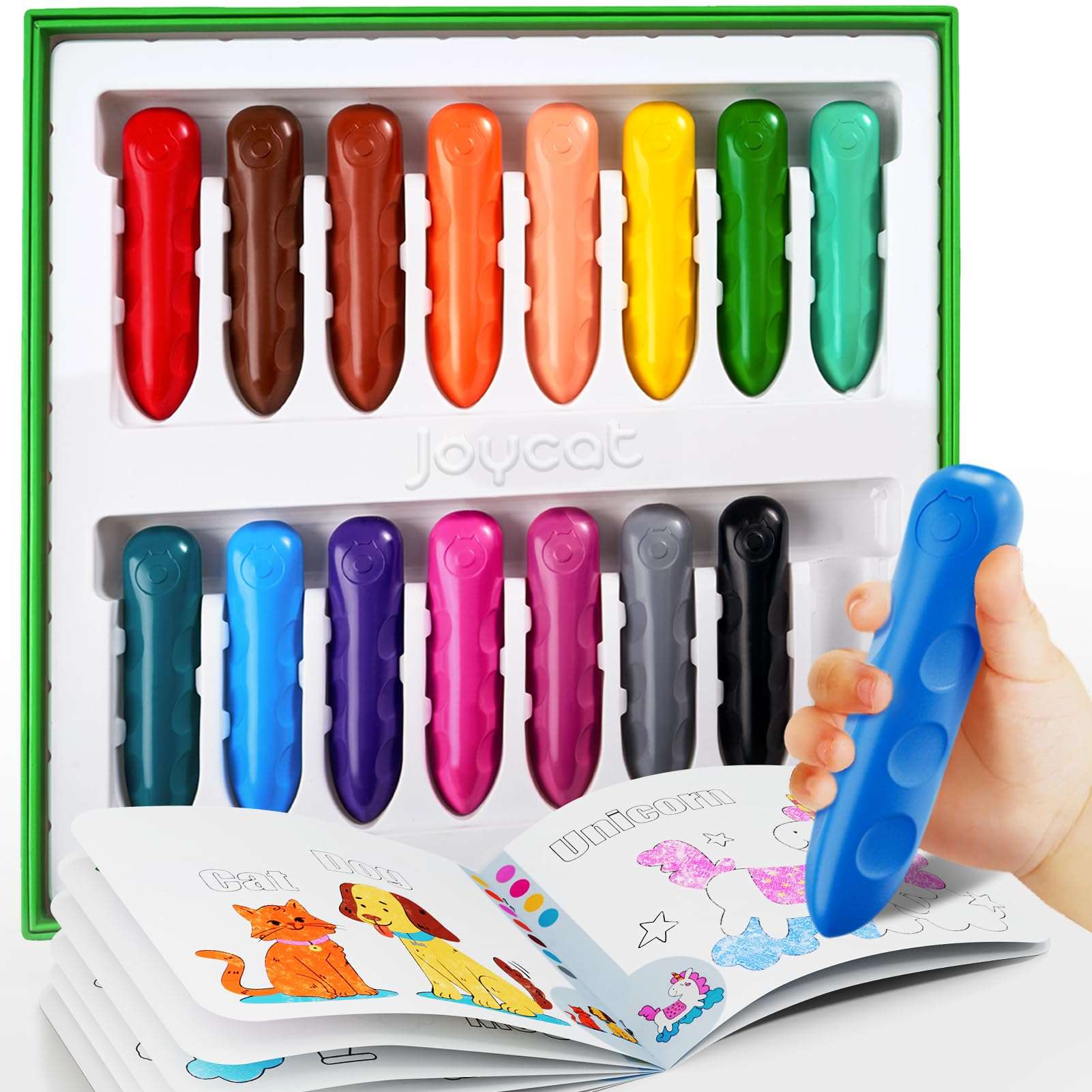 Crayons Jumbo Lavables Pour Tout-petits 1-3 Ans - 24 Couleurs, Non Toxiques, Torsadés, Avec 120 Pages De Coloriage Offertes