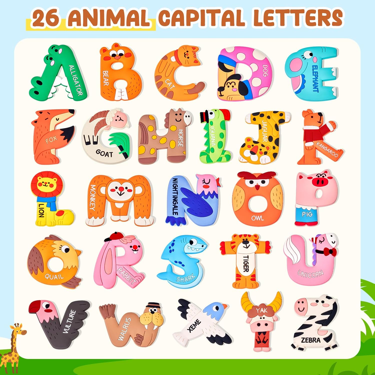 Magnetic Letters, Soft PVC Animal Fridge Magnets