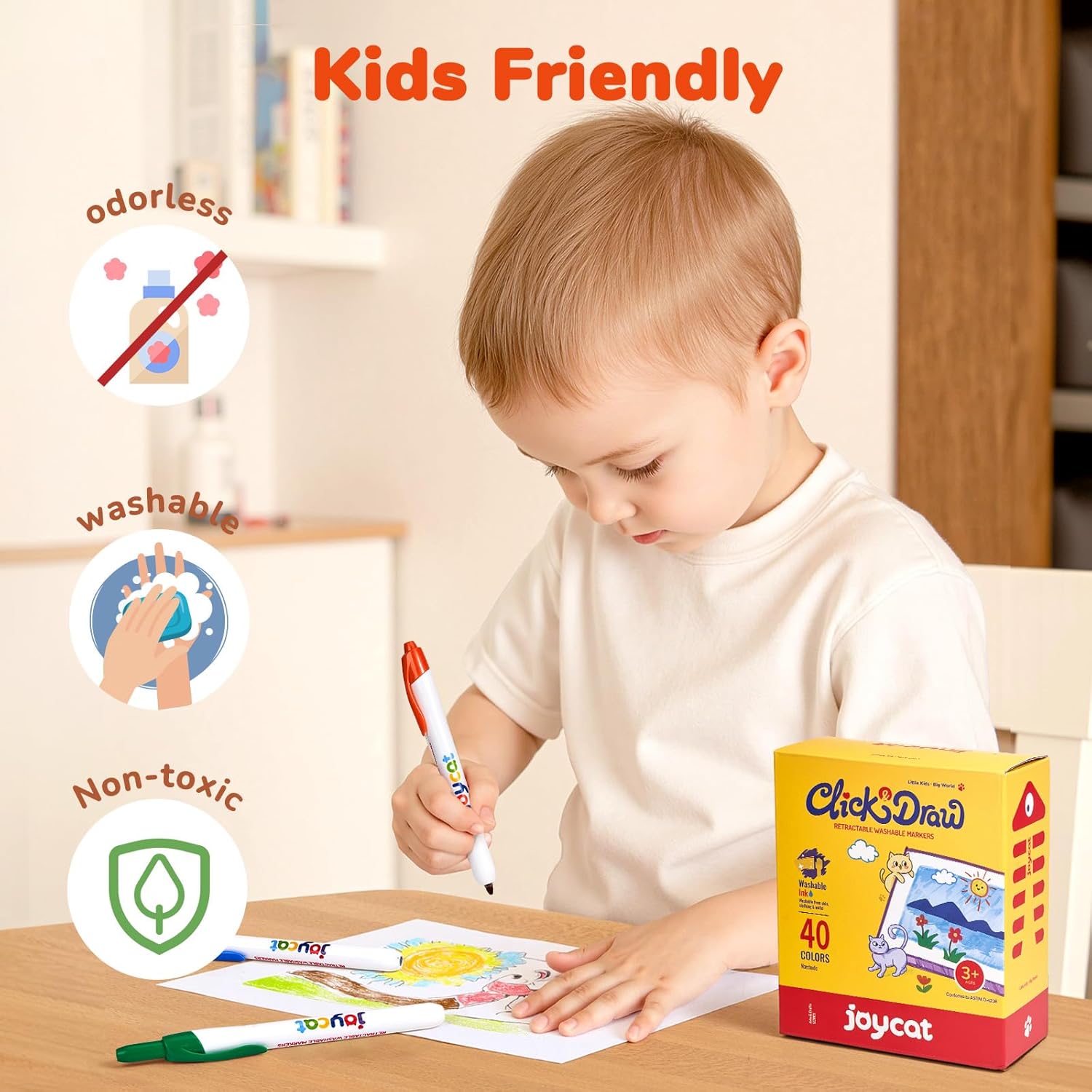 Click Washable Markers for Kids – Retractable 10 & 20 Color Sets