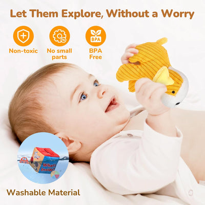 My First Mystery Soft Box – Sensory Exploration Toy Set with 10 Crinkle/Rattle Objects for Baby