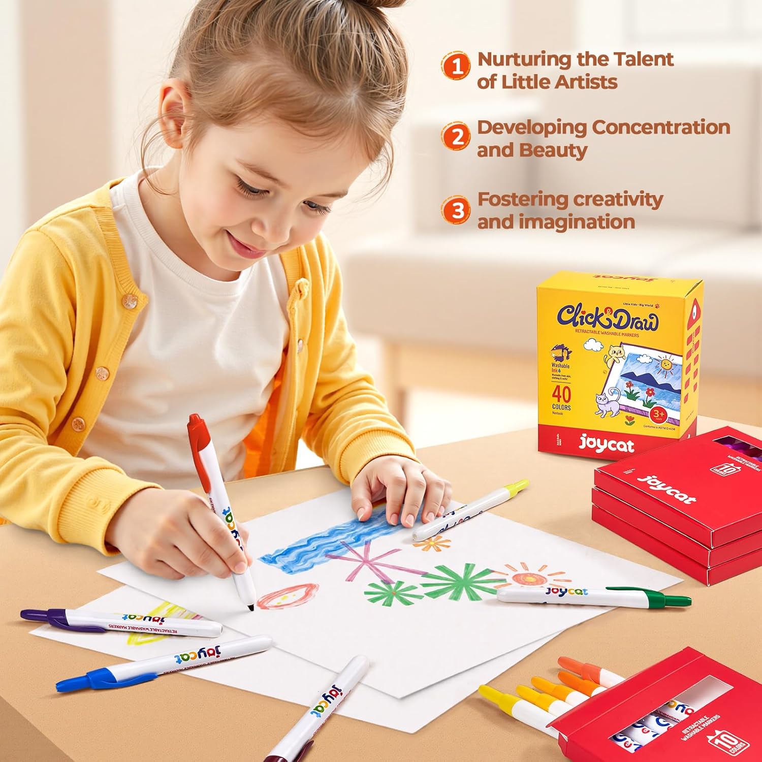 Click Washable Markers for Kids – Retractable 10 & 20 Color Sets